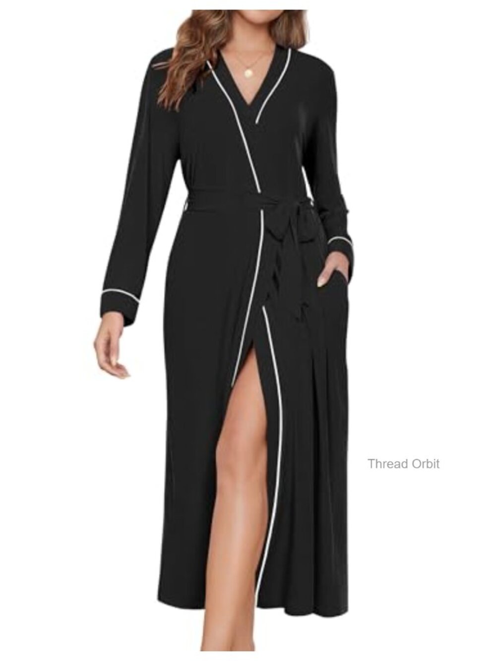 Ekouaer Womens Lightweight Soft Knit Kimono Robe Mid Calf Sleepwear